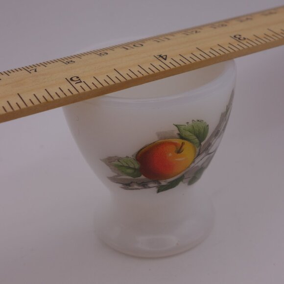 Set of Three(3)Arcopal Milk Glass Egg Cup feat "Fruits de France" (Apple)Pattern - Picture 11 of 16